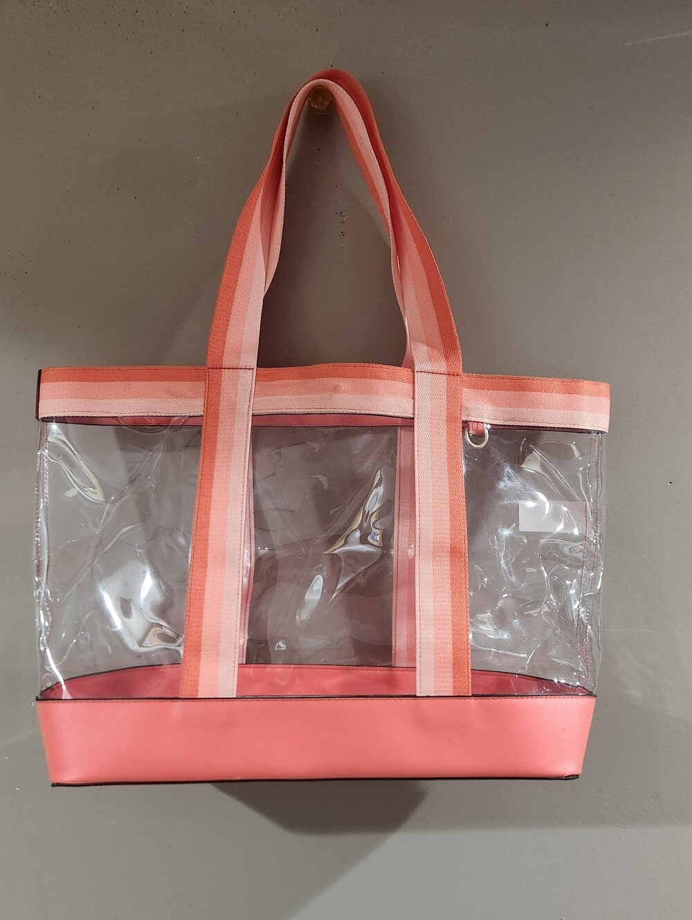 Clear and pink tote oversized bag